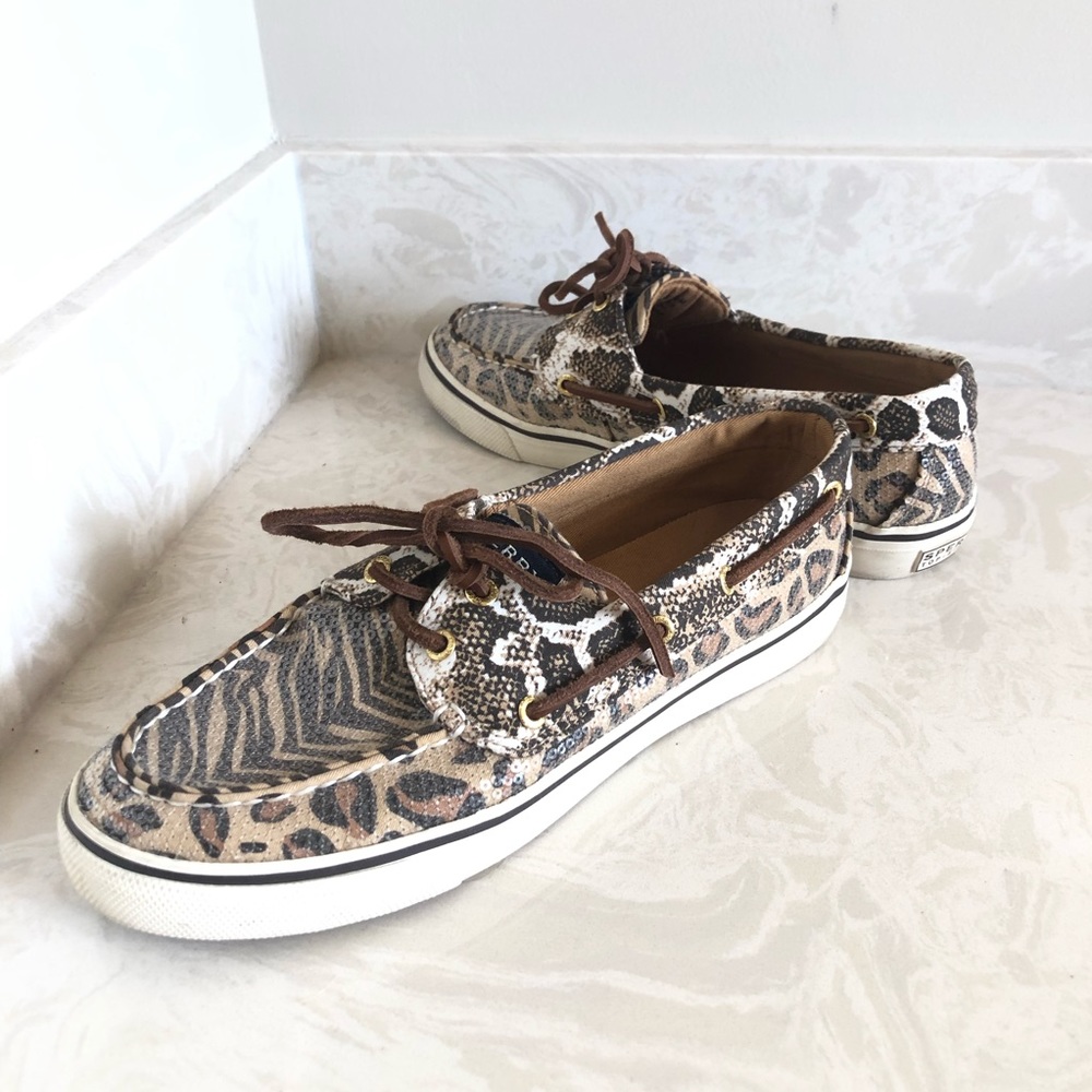 Sperry Sequined Leopard Boat Shoe/Sneaker Size 7.5